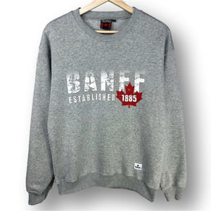 𝅺BANFF Canada Pullover Crewneck Sweater Long-sleeve Grey Medium Women's